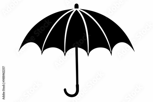 umbrella silhouette line art vector illustration with a white background