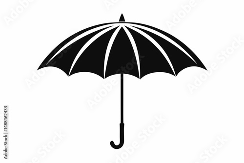 umbrella silhouette line art vector illustration with a white background