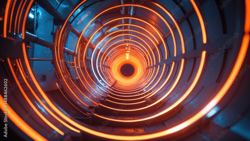 Animation of a looping tunnel with shining light orbs in an abstract setting. Animation of a looping tunnel with shining light orbs in an abstract setting.
