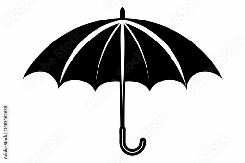 umbrella silhouette line art vector illustration with a white background
