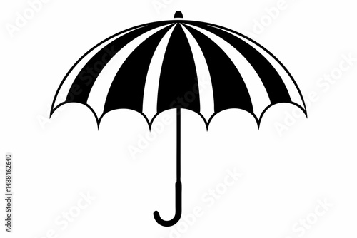 umbrella silhouette line art vector illustration with a white background