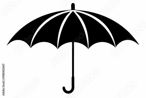 umbrella silhouette line art vector illustration with a white background