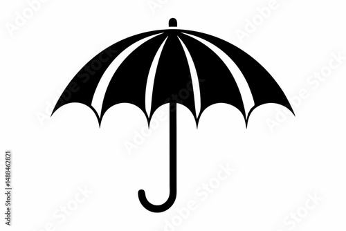 umbrella silhouette line art vector illustration with a white background