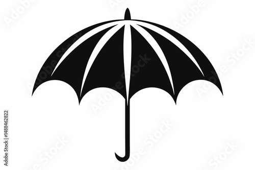 umbrella silhouette line art vector illustration with a white background