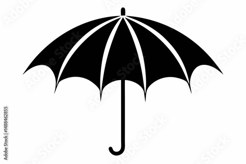 umbrella silhouette line art vector illustration with a white background