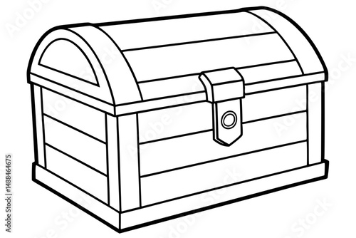 wooden chest silhouette line art vector illustration with a white background