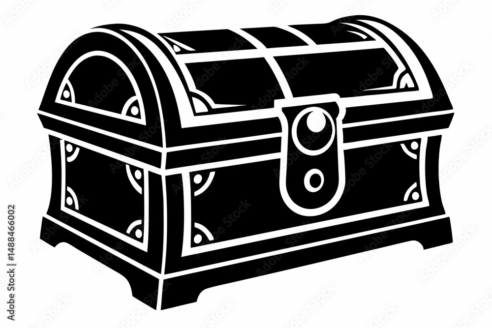 wooden chest silhouette line art vector illustration with a white background wooden chest silhouette line art vector illustration with a white background