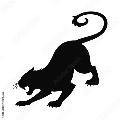 Ferocious jumping tiger vector art silhouette design