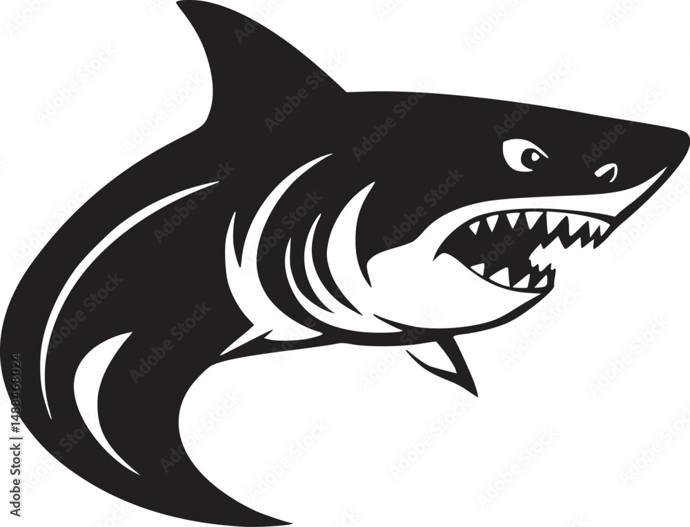 Naklejka premium black shark silhouette tattoo ideas
