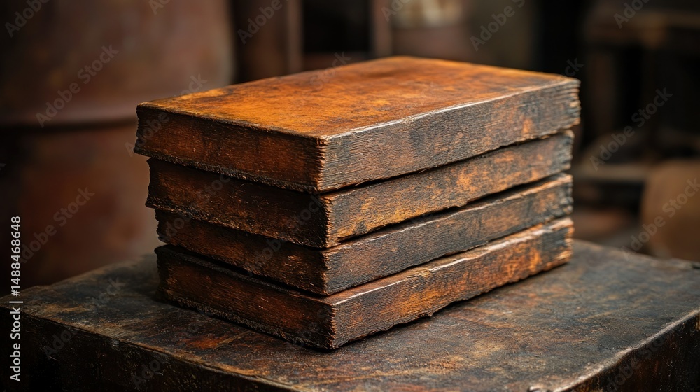 Obraz premium Stacked, aged, rusty bricks