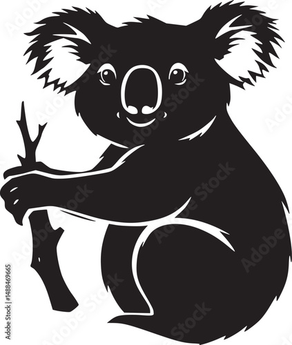 black outline silhouette koala
