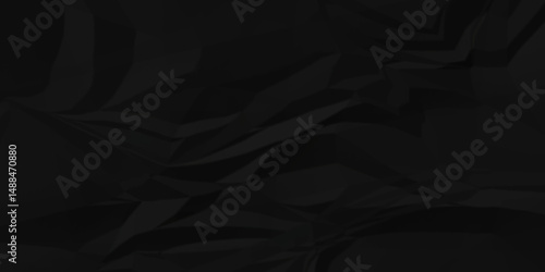 Black crumple obsolete billboard rumple. wrinkle ripped creased black crumple aged closeup craft document grunge recycling paper background.	
