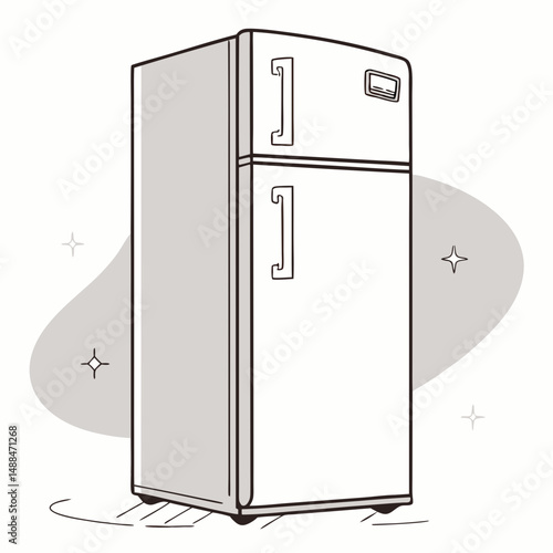 Simple line drawing of a refrigerator appliance