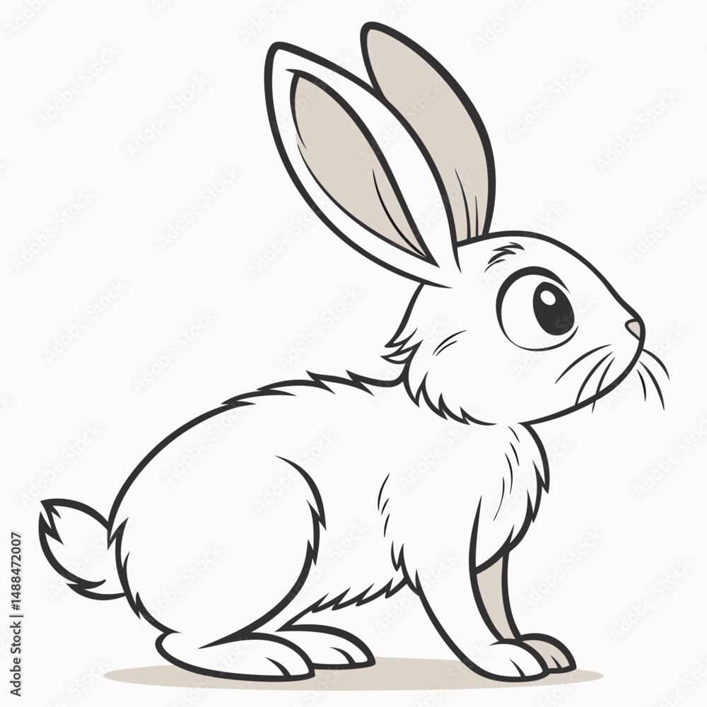 Fototapeta premium Adorable white rabbit cartoon illustration