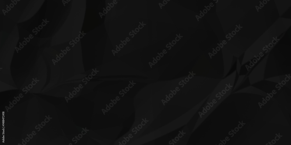 Fototapeta premium Black crumple obsolete billboard rumple. wrinkle ripped creased black crumple aged closeup craft document grunge recycling paper background. 