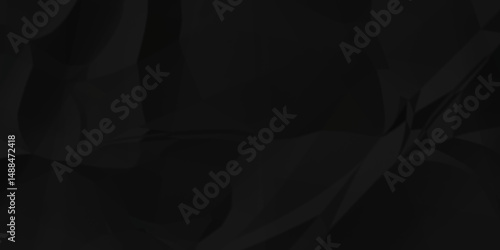 Black crumple obsolete billboard rumple. wrinkle ripped creased black crumple aged closeup craft document grunge recycling paper background.	
