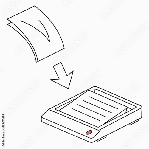Paper being fed into a document scanner machine
