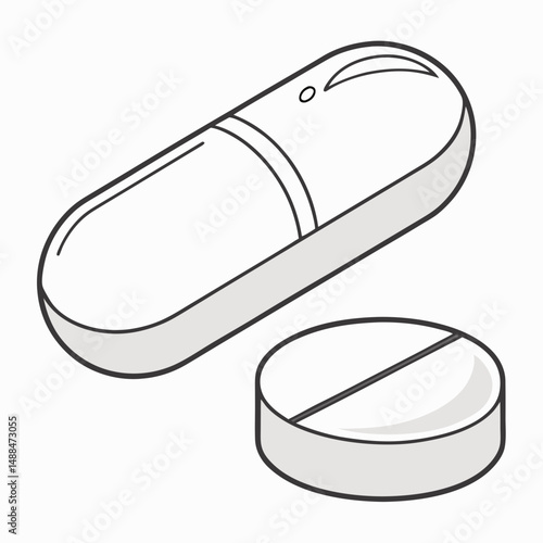 Professional capsule and tablet cutout, transparent background