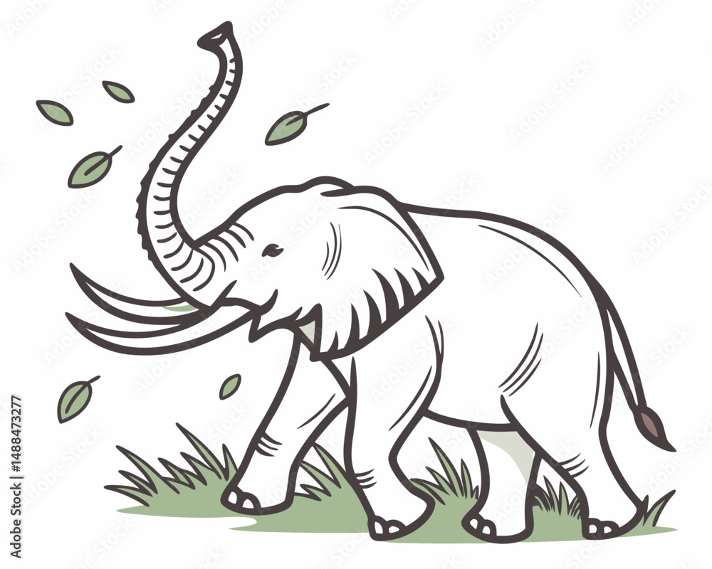 Obraz premium Majestic elephant illustration isolated on white background