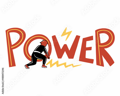 Powerful person generating energy, isolated illustration