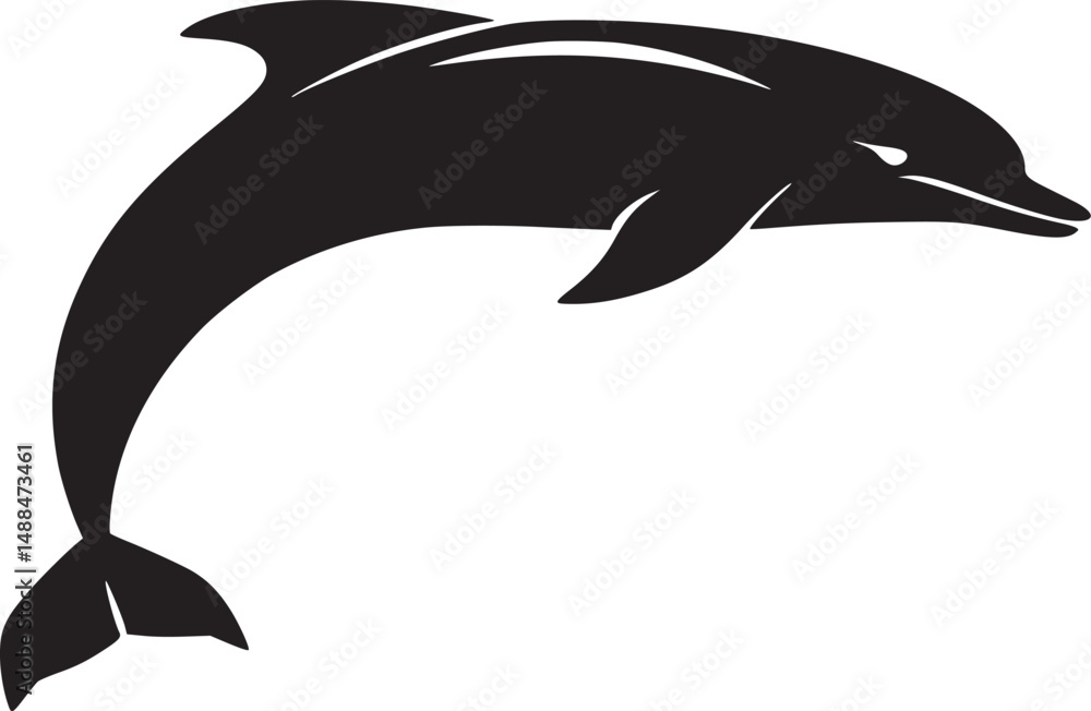 Obraz premium black dolphin silhouette tattoo