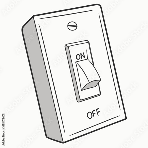 Simple cartoon light switch on position