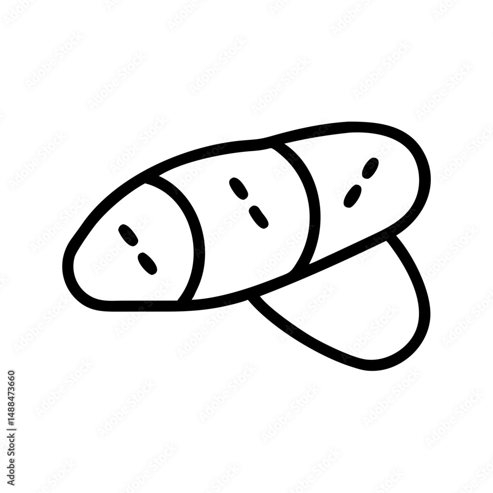 Baguette Icon Representing French Bread and Bakery Goods Baguette Icon Representing French Bread and Bakery Goods