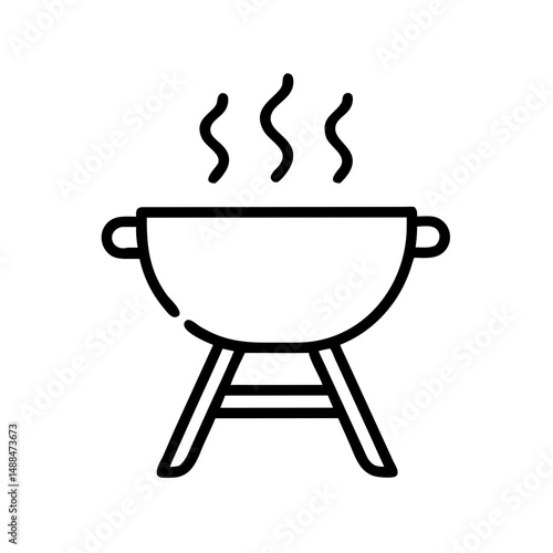 Barbecue Grill Icon Representing Outdoor Cooking and Grilling Activities
