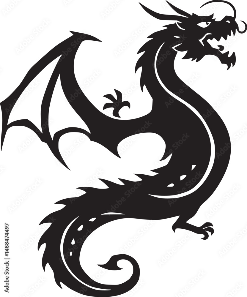 Fototapeta premium black silhouette of dragon