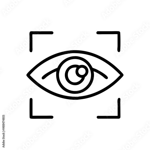 Eye in Focus Frame Icon Representing Vision Examination and Eye Care