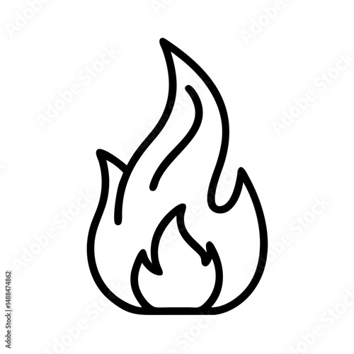 Fire Flame Icon Representing Heat Source and Energy