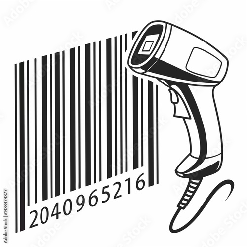 Barcode scanner with clean cutout, isolated on white