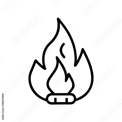 Fire Flame Icon Representing Heat Source and Energy