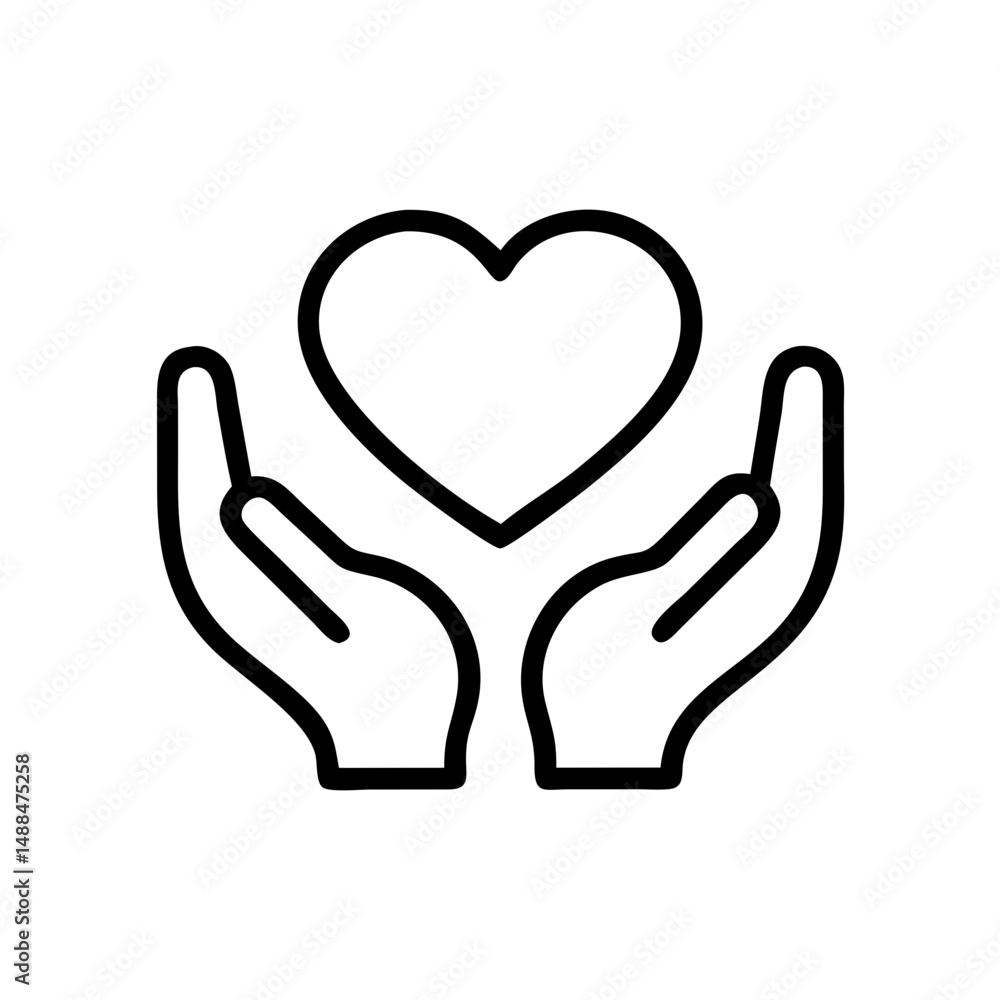 Hands Holding Heart Icon Representing Medical Care and Compassionate Support Hands Holding Heart Icon Representing Medical Care and Compassionate Support