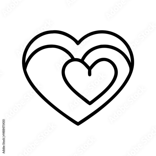 Heart with Inner Heart on Side Icon Representing Affection and Close Emotional Bond