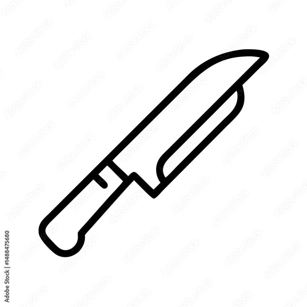 Kitchen Knife Icon Representing Food Cutting Tool and Culinary Preparation
