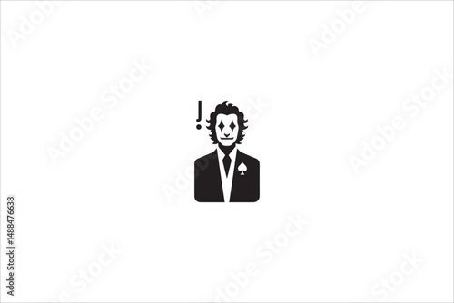 jocker  silhouette with a simple, understated design set against a white background