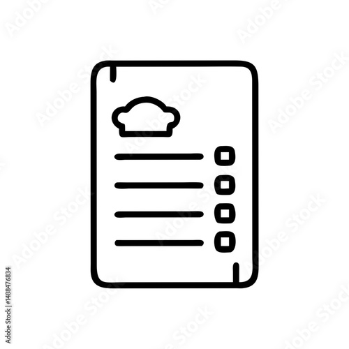 Recipe Menu Icon Representing Food List and Culinary Instructions