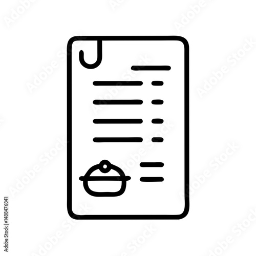 Recipe Menu Icon Representing Food List and Culinary Instructions