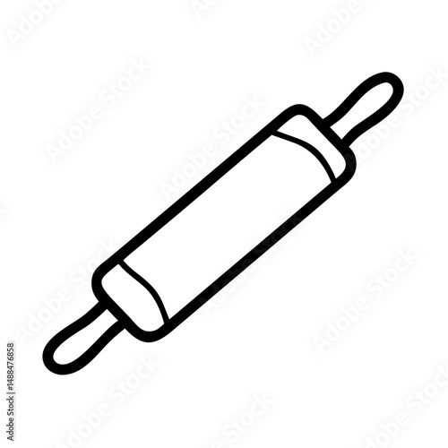 Rolling Pin Icon Representing Dough Flattening and Baking Preparation