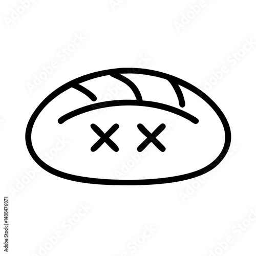 Round Bread with Cross Slash Icon Representing Artisan Baking and Rustic Loaf
