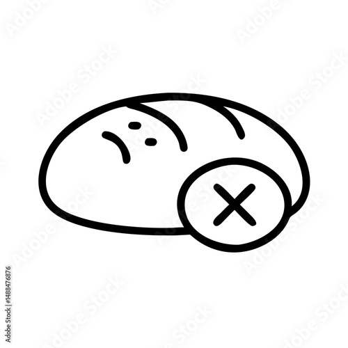 Round Bread with Cross Slash Icon Representing Artisan Baking and Rustic Loaf
