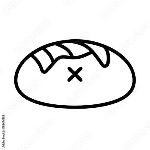 Round Bread with Cross Slash Icon Representing Artisan Baking and Rustic Loaf