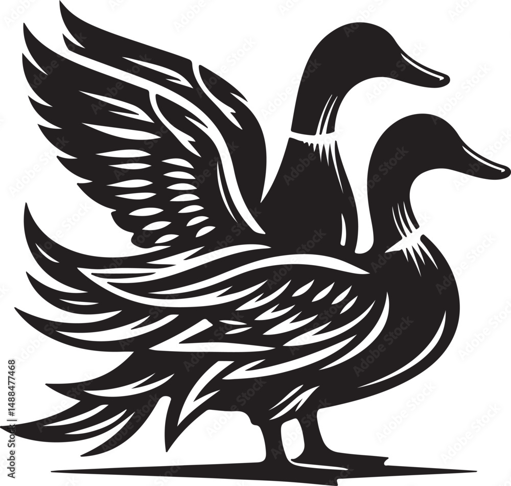 Obraz premium High quality black vector beautiful Duck