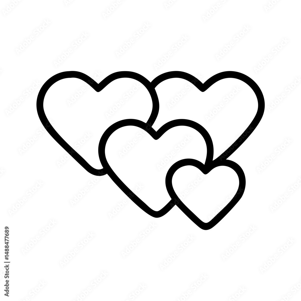 Trio of Hearts Icon Representing Love and Togetherness Symbol Trio of Hearts Icon Representing Love and Togetherness Symbol