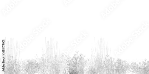 Architectural Drawings, Minimal style cad tree line drawing, Side view, set of section wetland forest outline for landscape design drawing. Vector illustration in seperate element