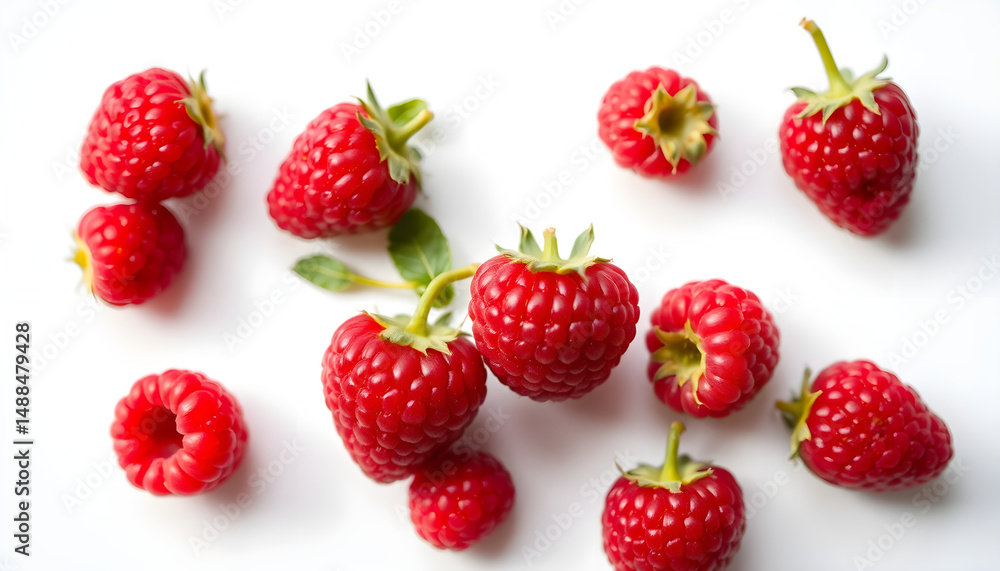 Fresh red raspberries kitchen counter food photography bright lighting top-down view healthy snacking Fresh red raspberries kitchen counter food photography bright lighting top-down view healthy snacking