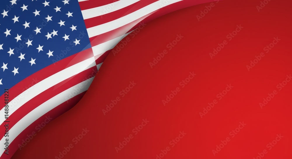 Obraz premium Patriotic Backdrop with United States Flag and Red Field of Opportunity