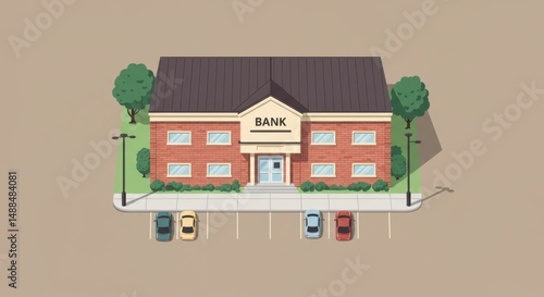 Wallpaper Mural Modern Brick Bank Building with Parking Lot Torontodigital.ca