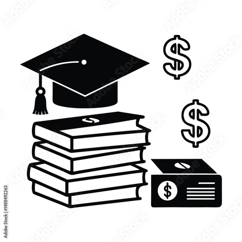 Education cost, tuition or scholarship, money for university or graduation vector art